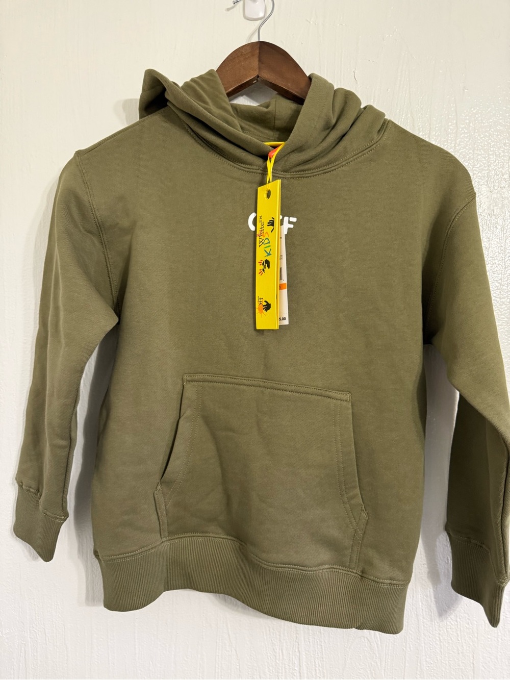 Off White Kids OK085F504 310 Green Camo Brick Layer Size Small Hoodie